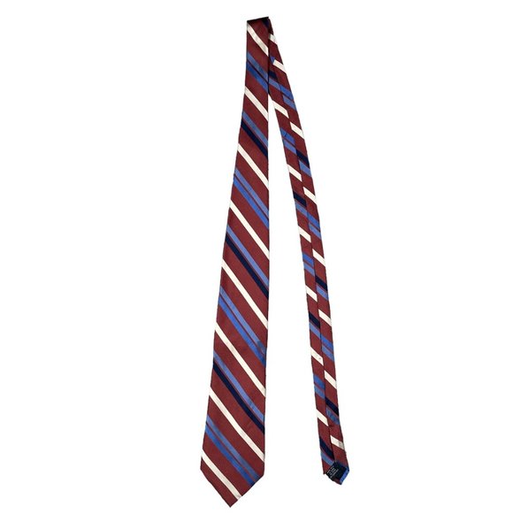 Croft & Barrow Men's Regimental Striped Red Silver Black Classic Silk Necktie - Picture 2 of 7